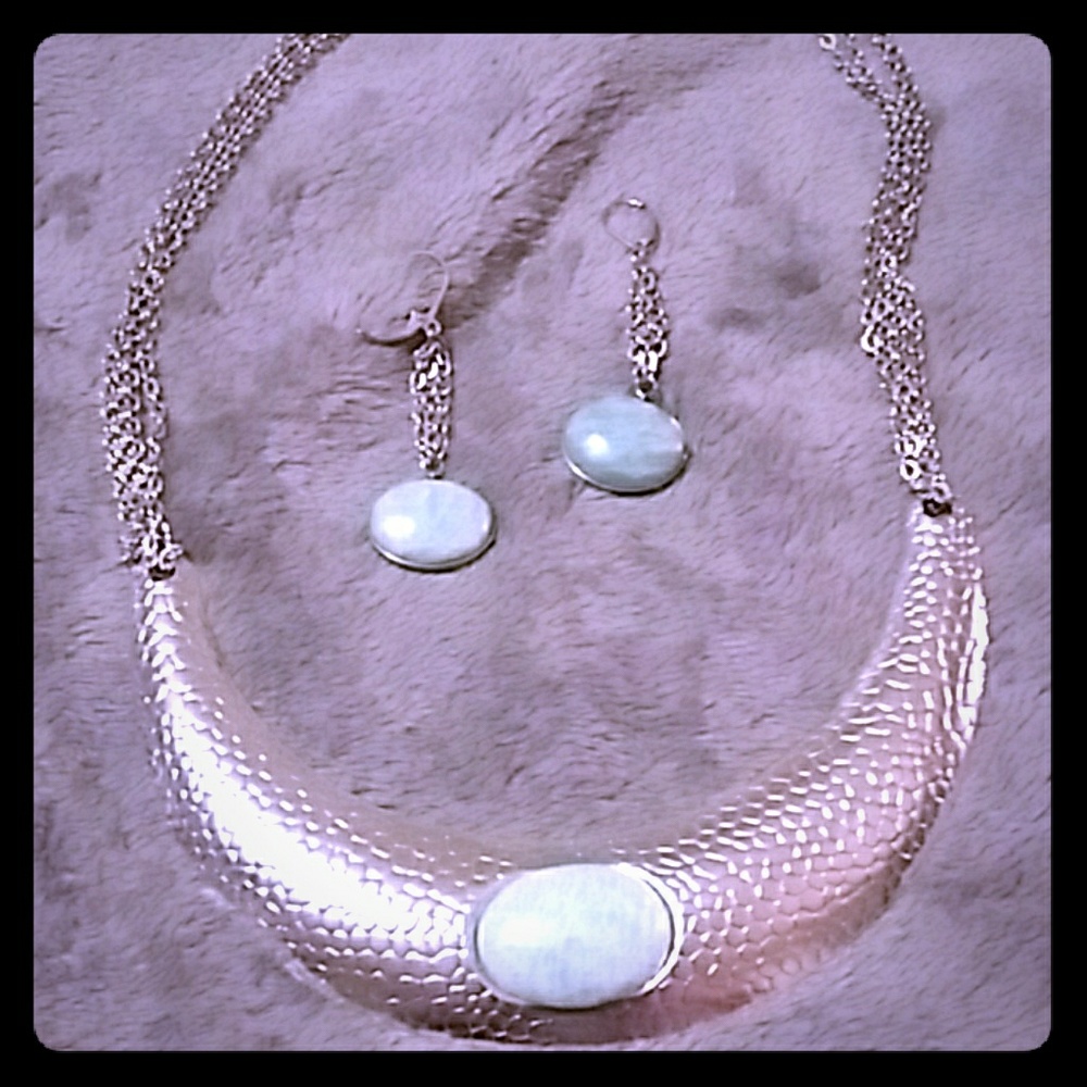 Silver necklace and earrings set